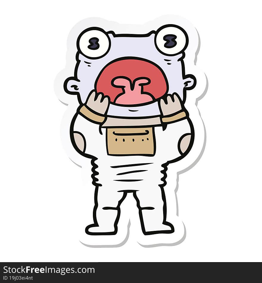 sticker of a cartoon alien gasping in surprise