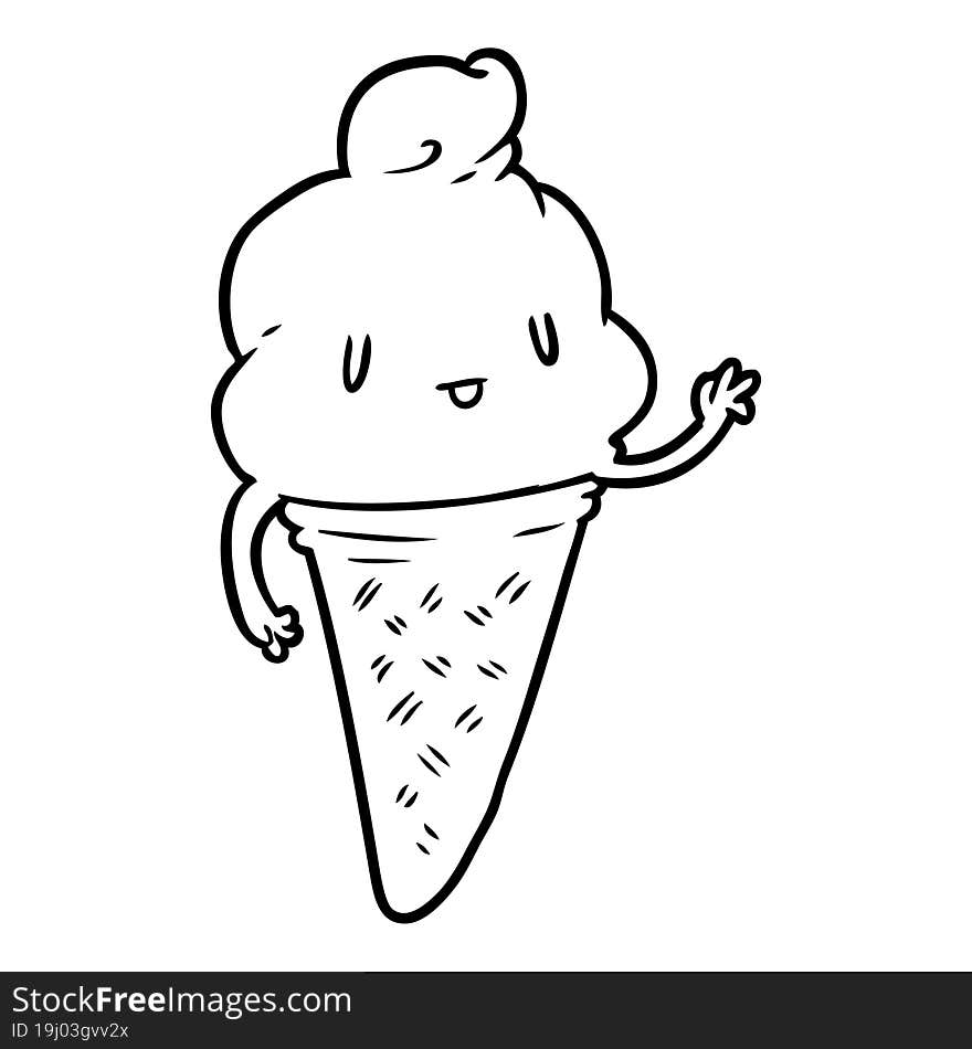 cute line drawing of a ice cream. cute line drawing of a ice cream