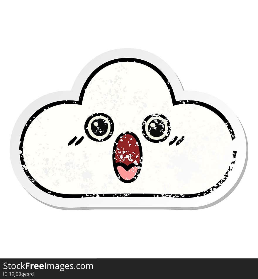 Distressed Sticker Of A Cute Cartoon Cloud