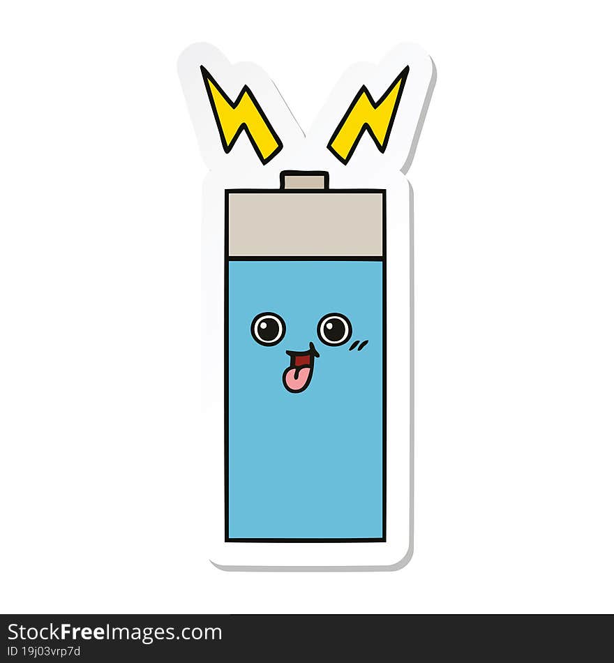 Sticker Of A Cute Cartoon Battery