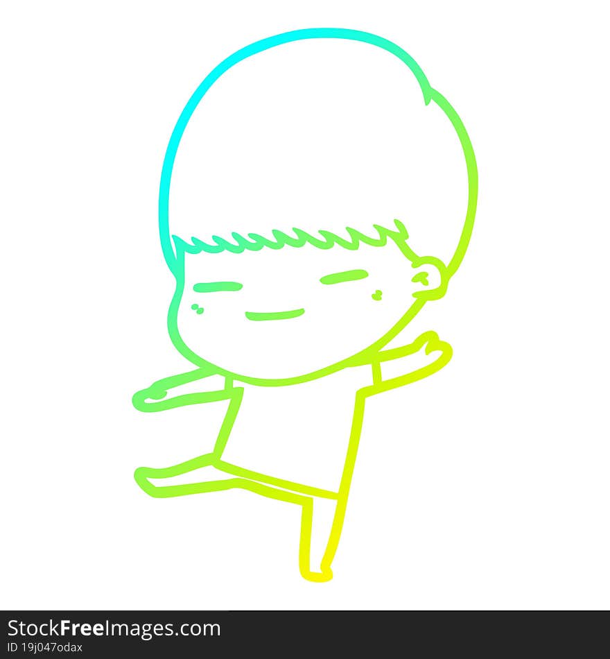 cold gradient line drawing cartoon smug boy