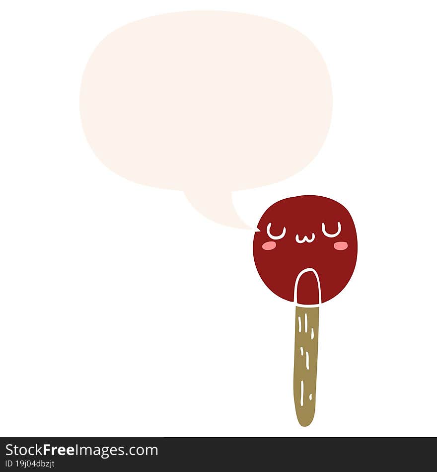 cartoon lollipop and speech bubble in retro style