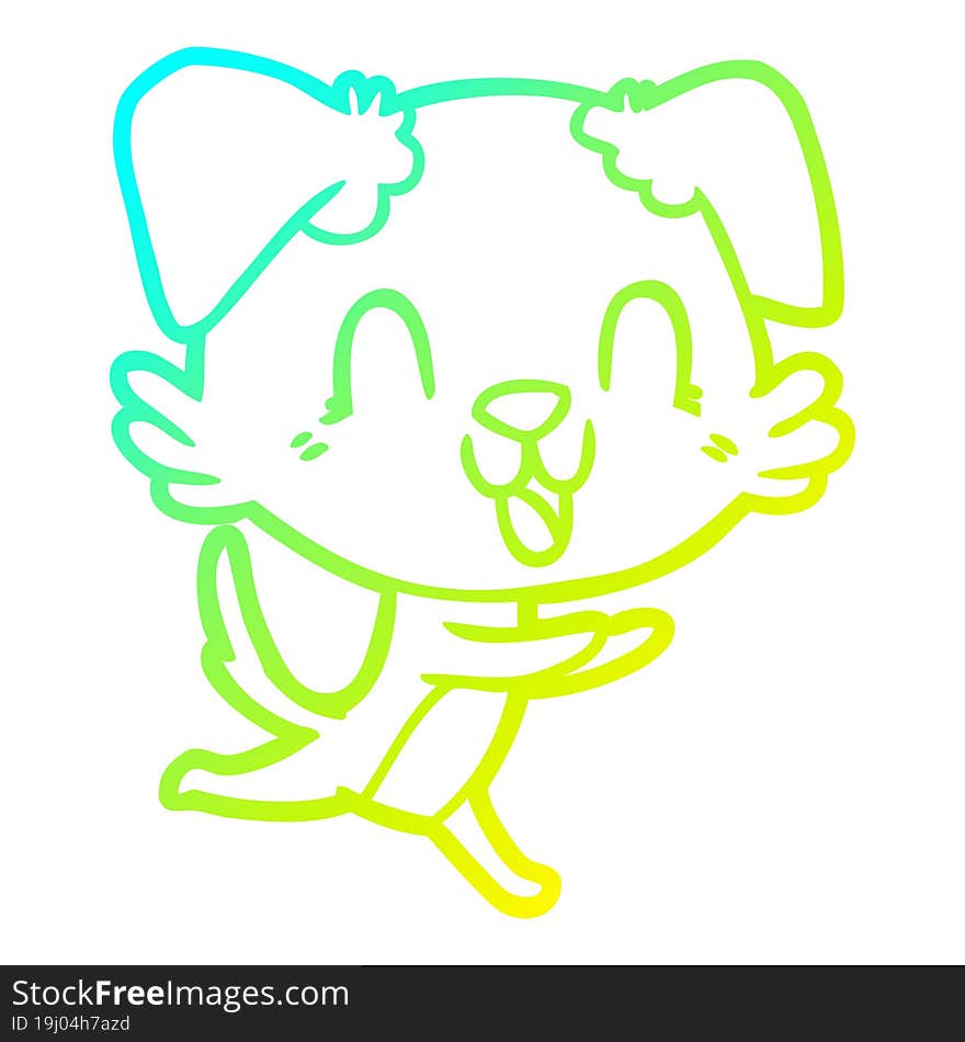 cold gradient line drawing laughing cartoon dog