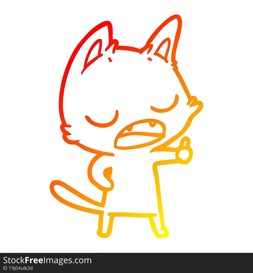 warm gradient line drawing talking cat cartoon