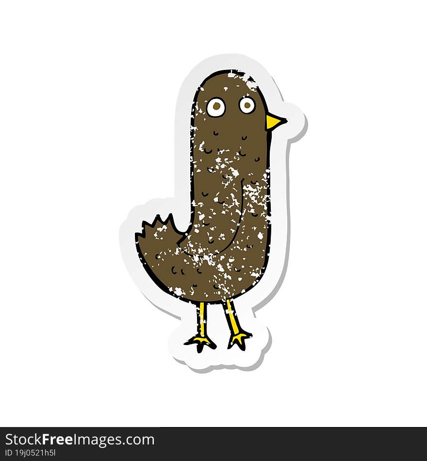 retro distressed sticker of a funny cartoon bird