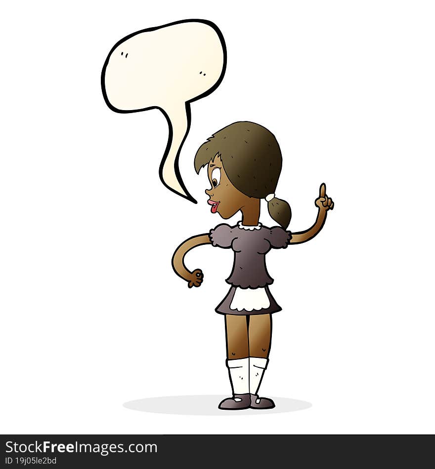 cartoon waitress calling order with speech bubble