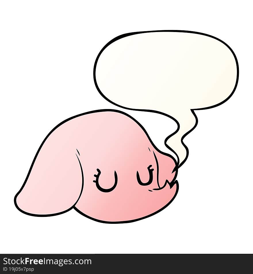 cartoon elephant face and speech bubble in smooth gradient style