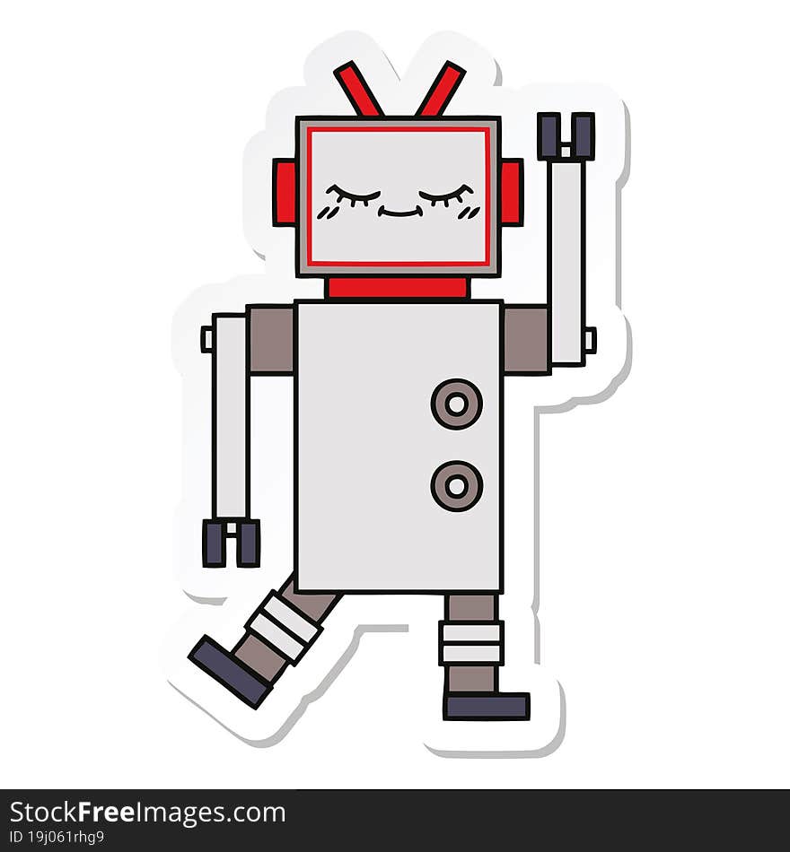 Sticker Of A Cute Cartoon Robot