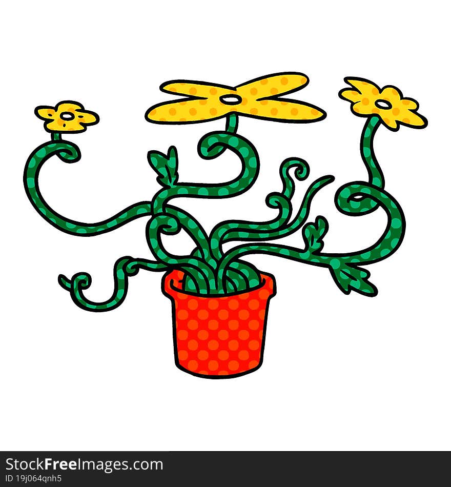 cartoon doodle of a flower plant