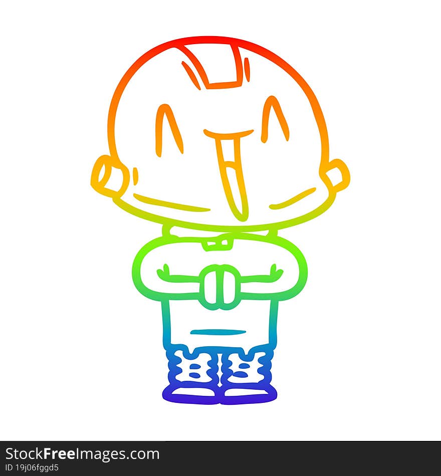 rainbow gradient line drawing of a cartoon robot