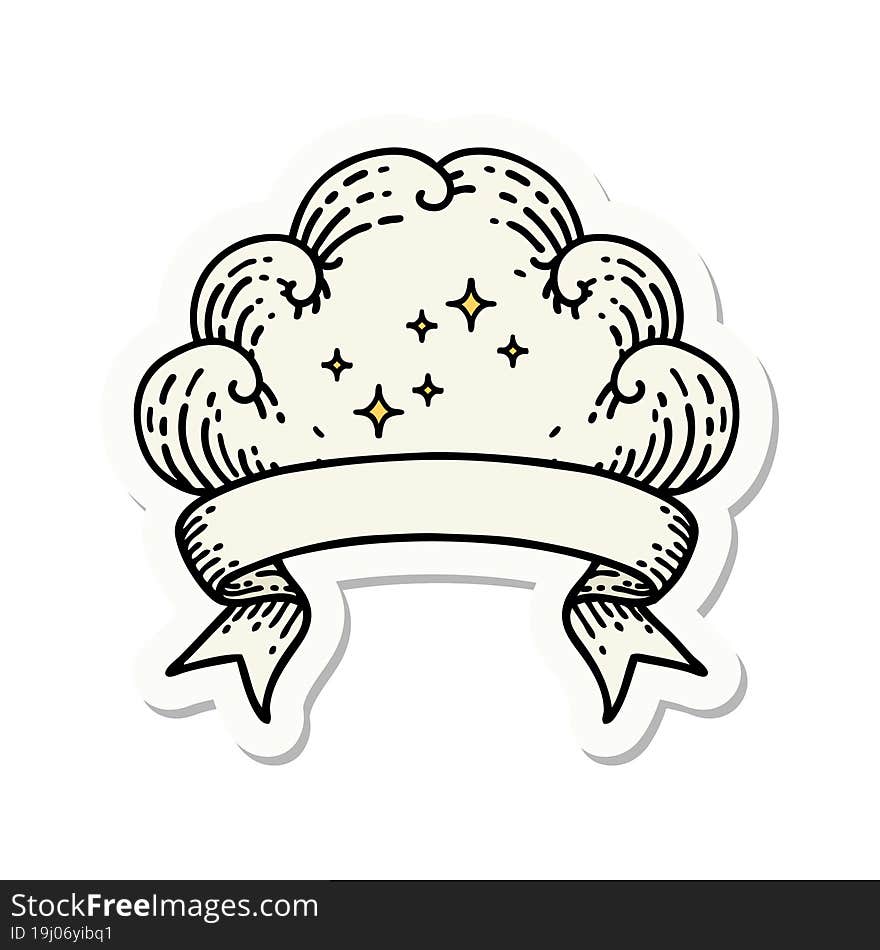 Tattoo Sticker With Banner Of A Cloud