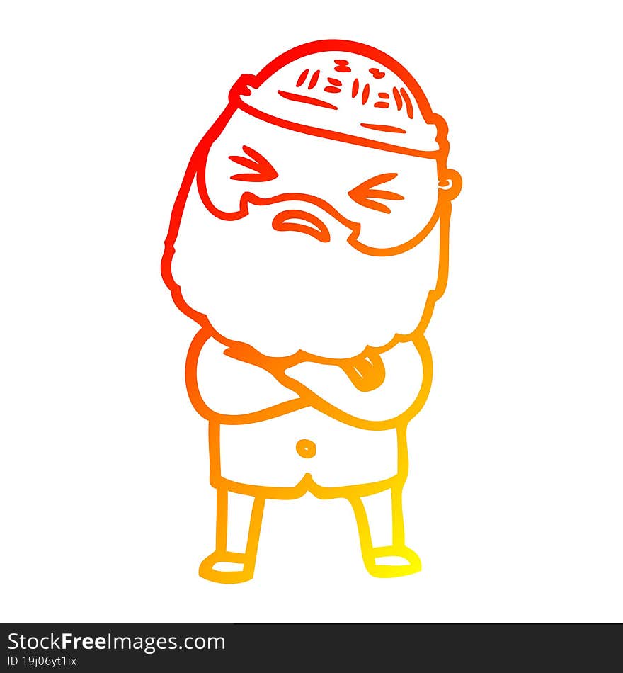 warm gradient line drawing cartoon man with beard