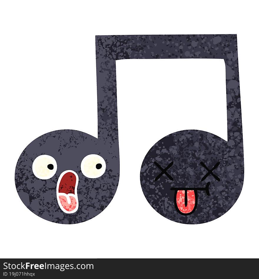 retro illustration style cartoon musical note