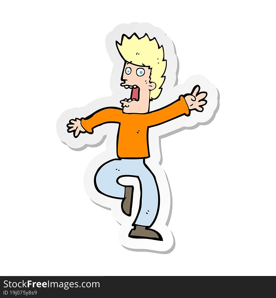 Sticker Of A Cartoon Frightened Man