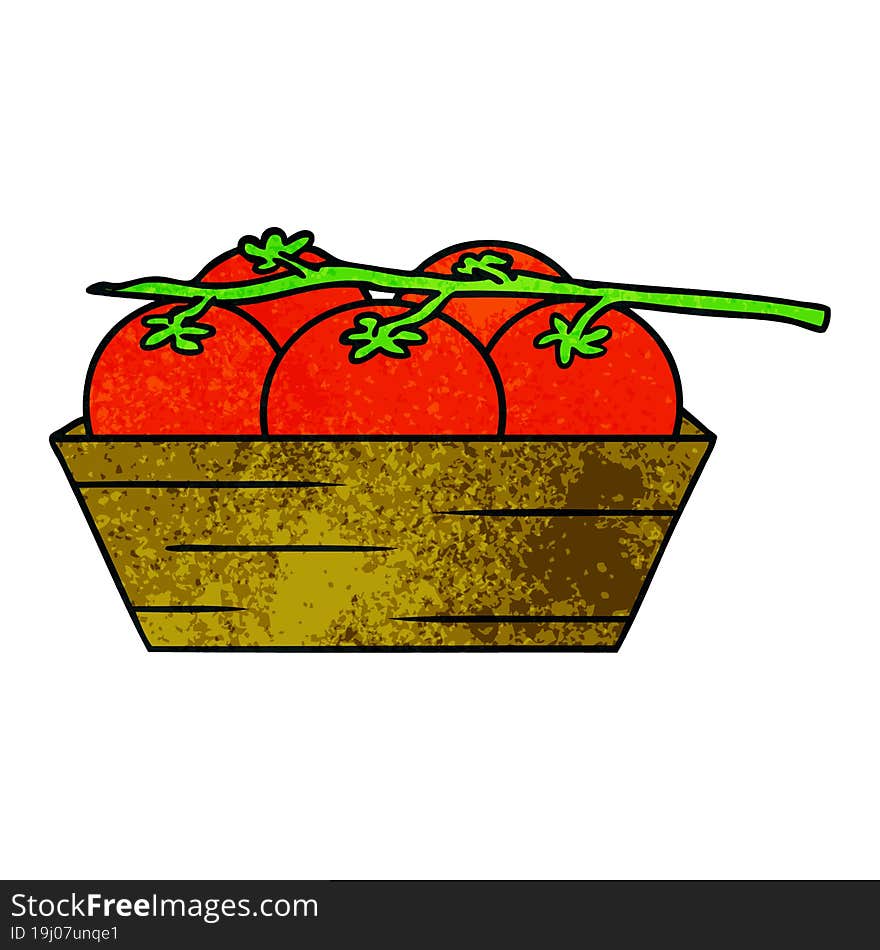 Textured Cartoon Doodle Of A Box Of Tomatoes