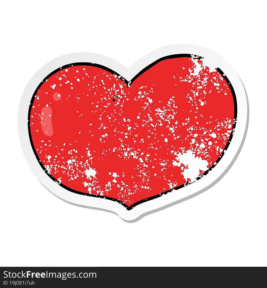 distressed sticker of a cartoon love heart