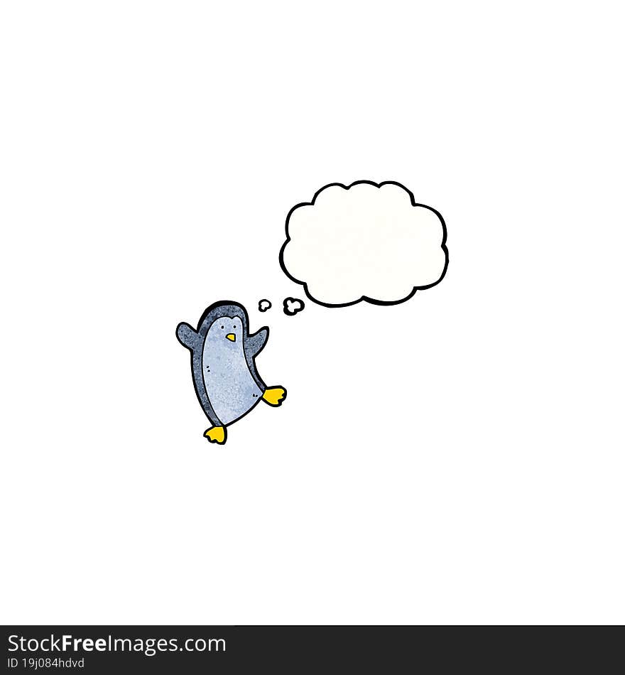 penguin with thoguth bubble cartoon