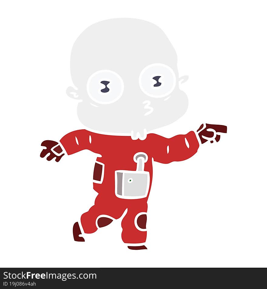 flat color style cartoon weird bald spaceman