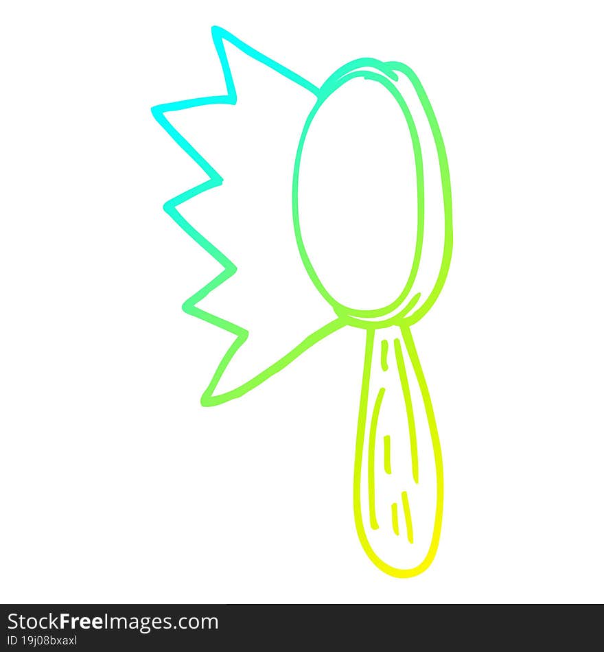 cold gradient line drawing of a cartoon magnifying glass