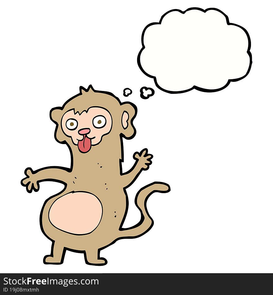 funny cartoon monkey with thought bubble