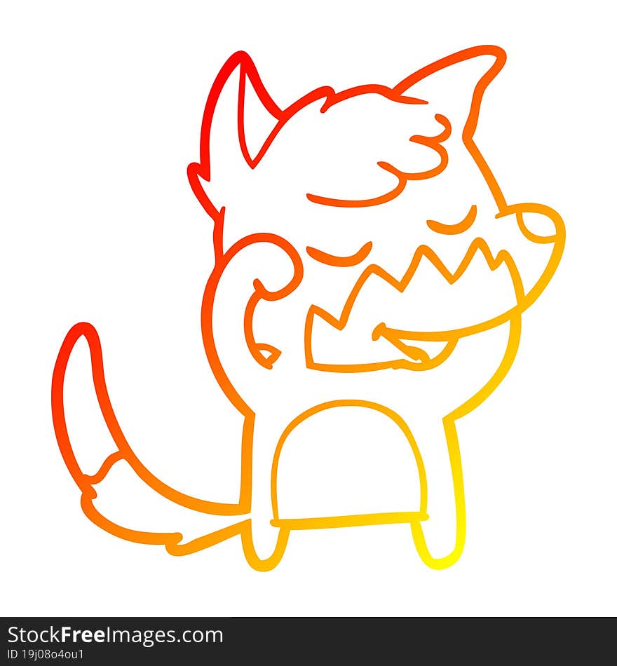 Warm Gradient Line Drawing Friendly Cartoon Fox Waking Up