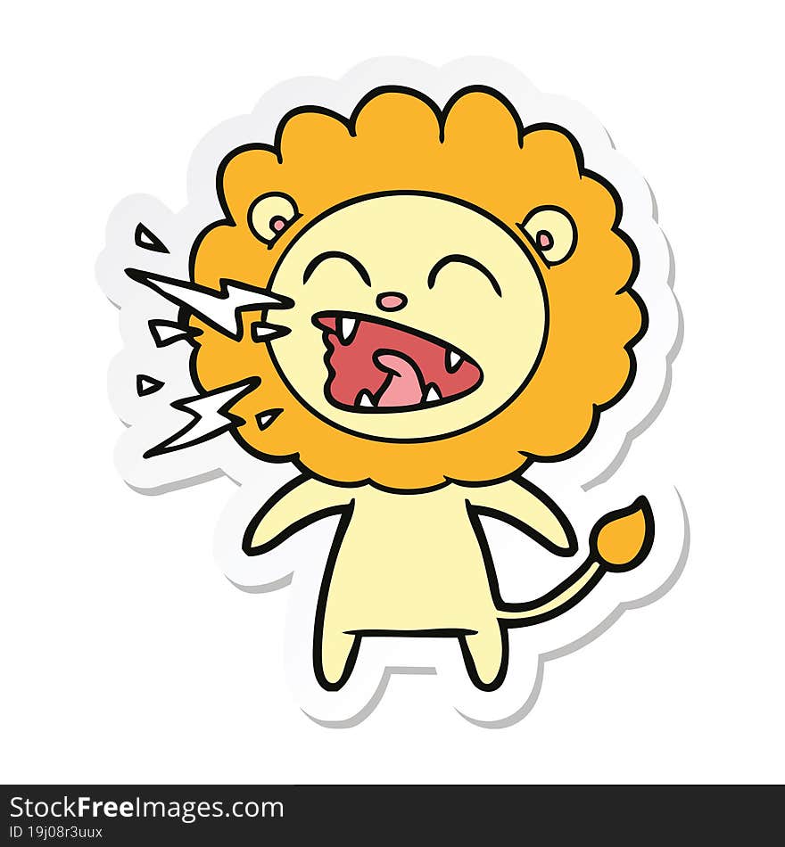 Sticker Of A Cartoon Roaring Lion