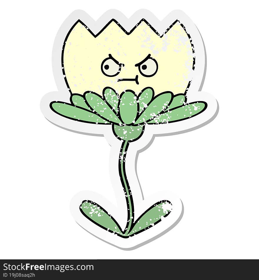 Distressed Sticker Of A Cute Cartoon Flower