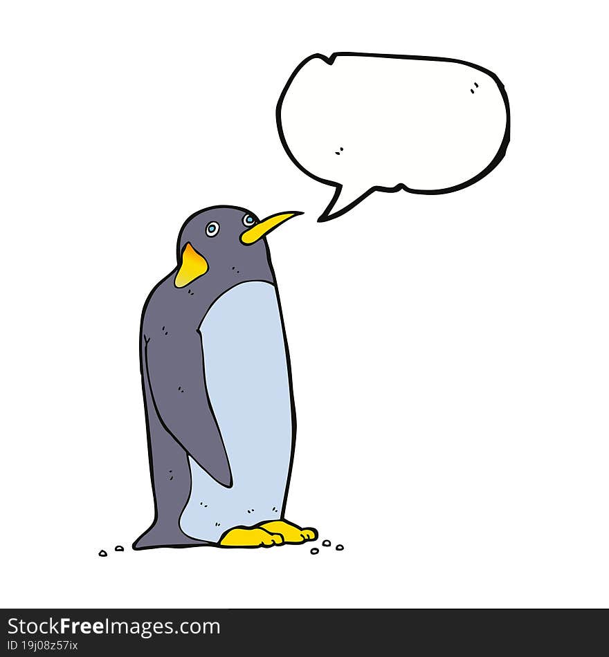 Cartoon Penguin With Speech Bubble