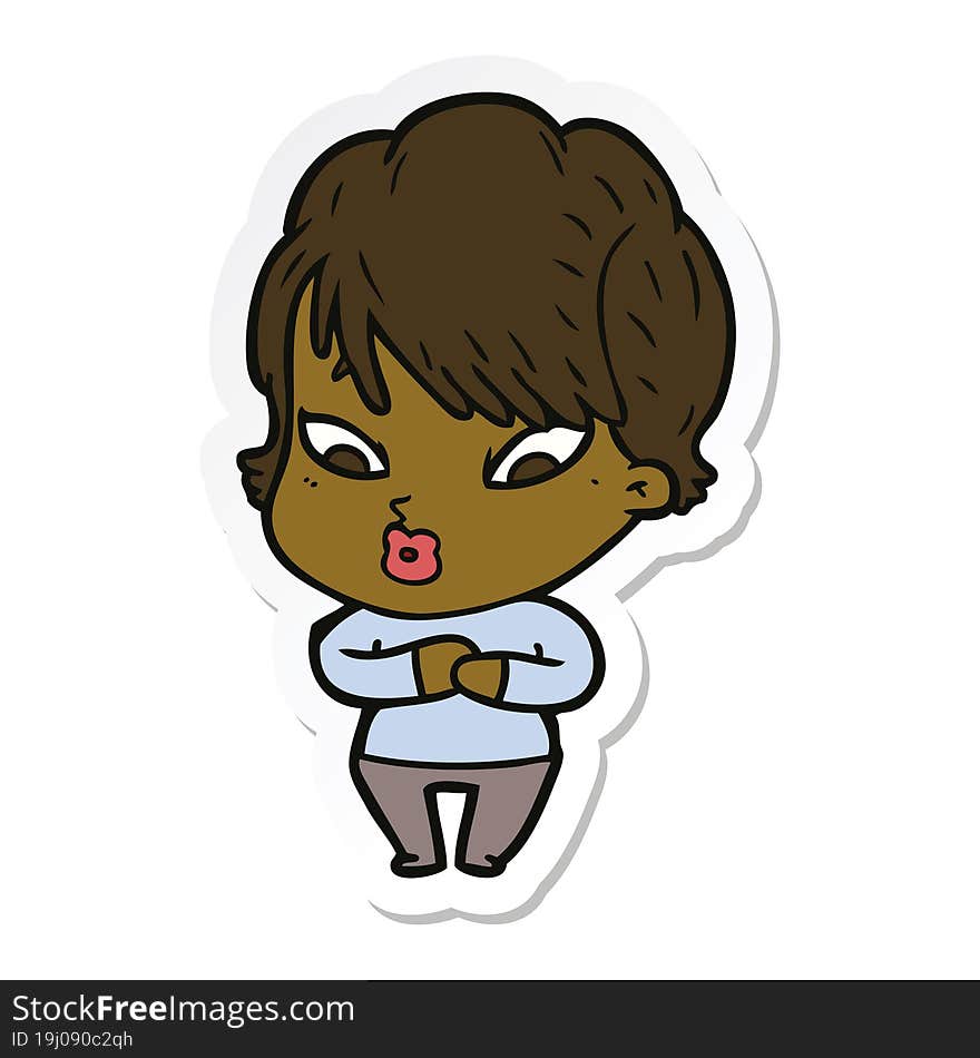 sticker of a cartoon woman