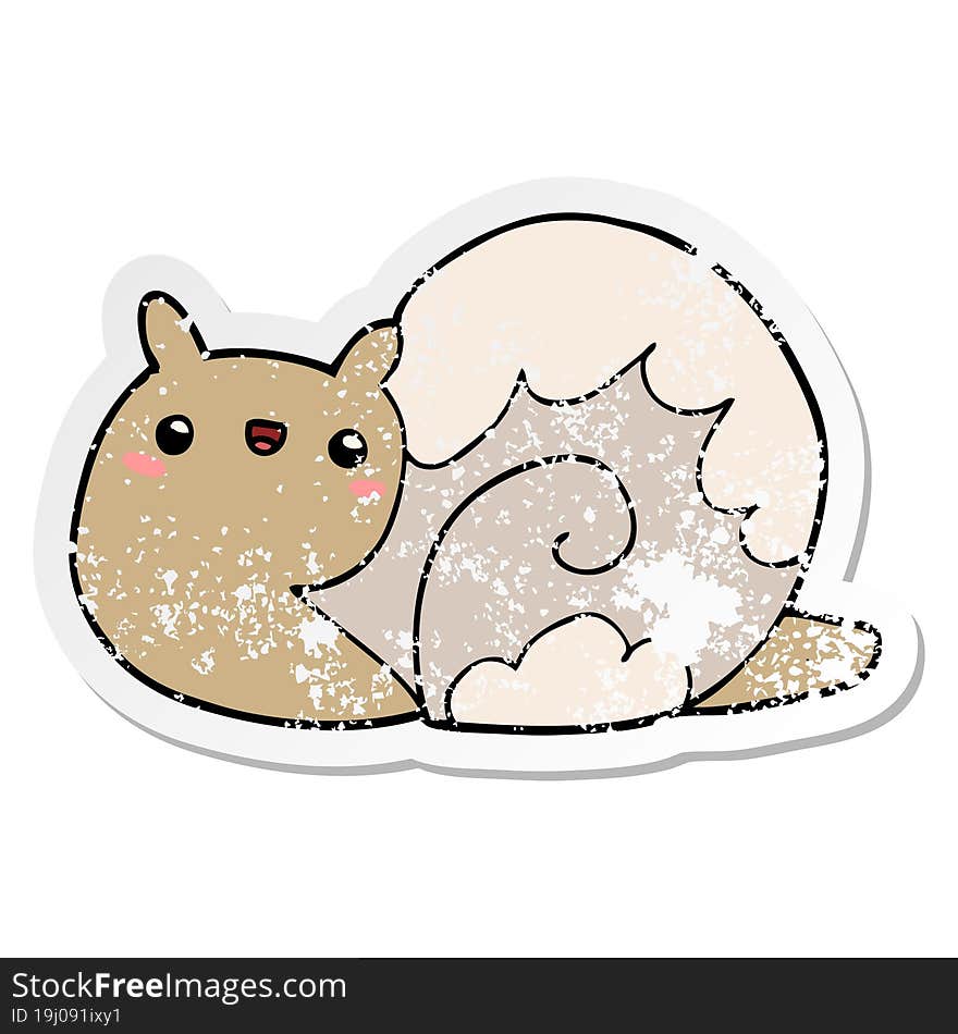 Distressed Sticker Of A Cute Cartoon Snail