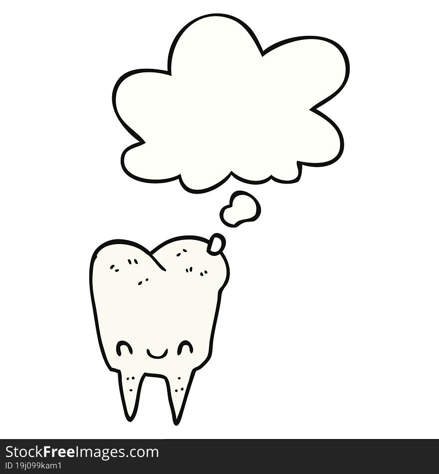 Cartoon Tooth And Thought Bubble