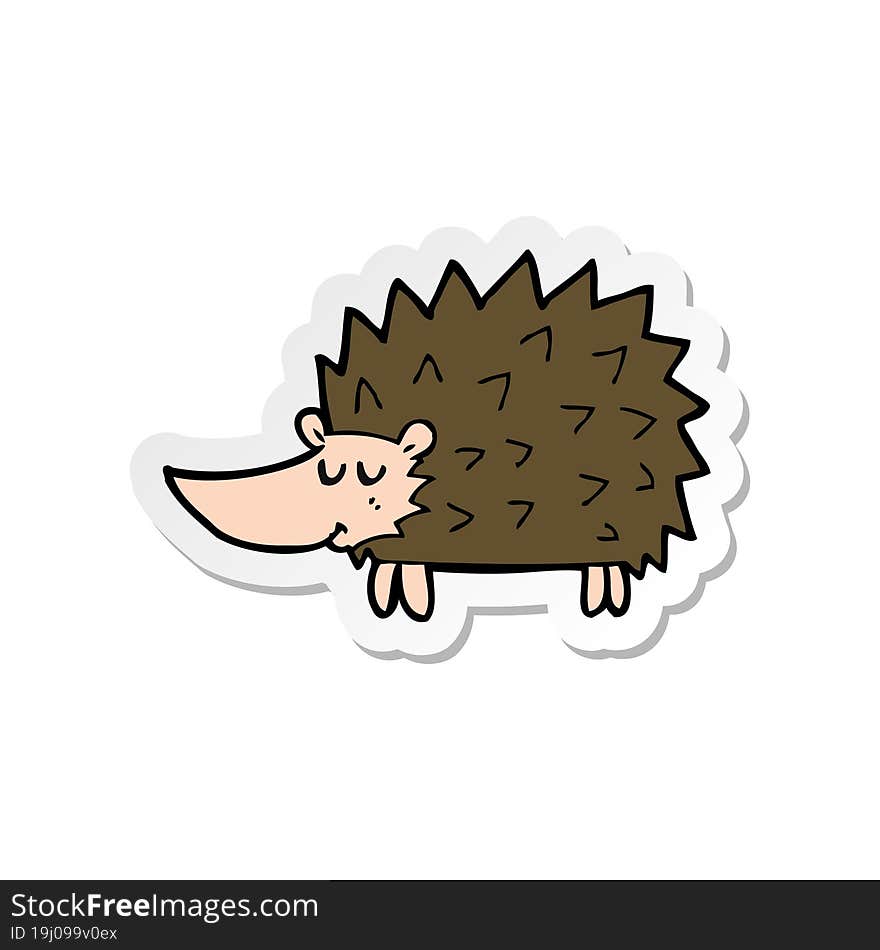 sticker of a cartoon hedgehog