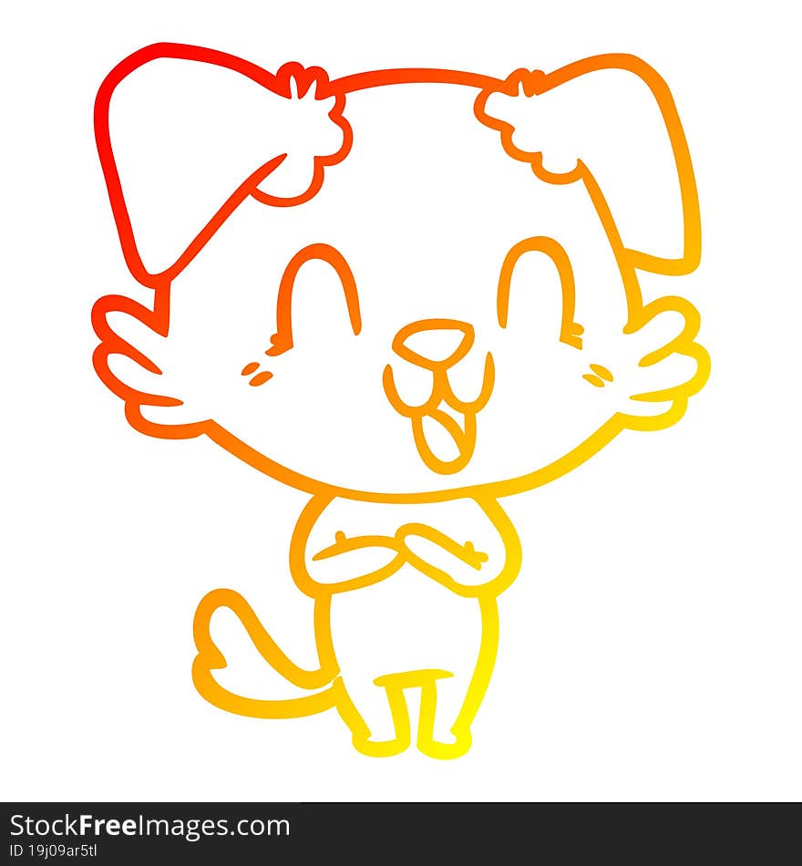 warm gradient line drawing laughing cartoon dog