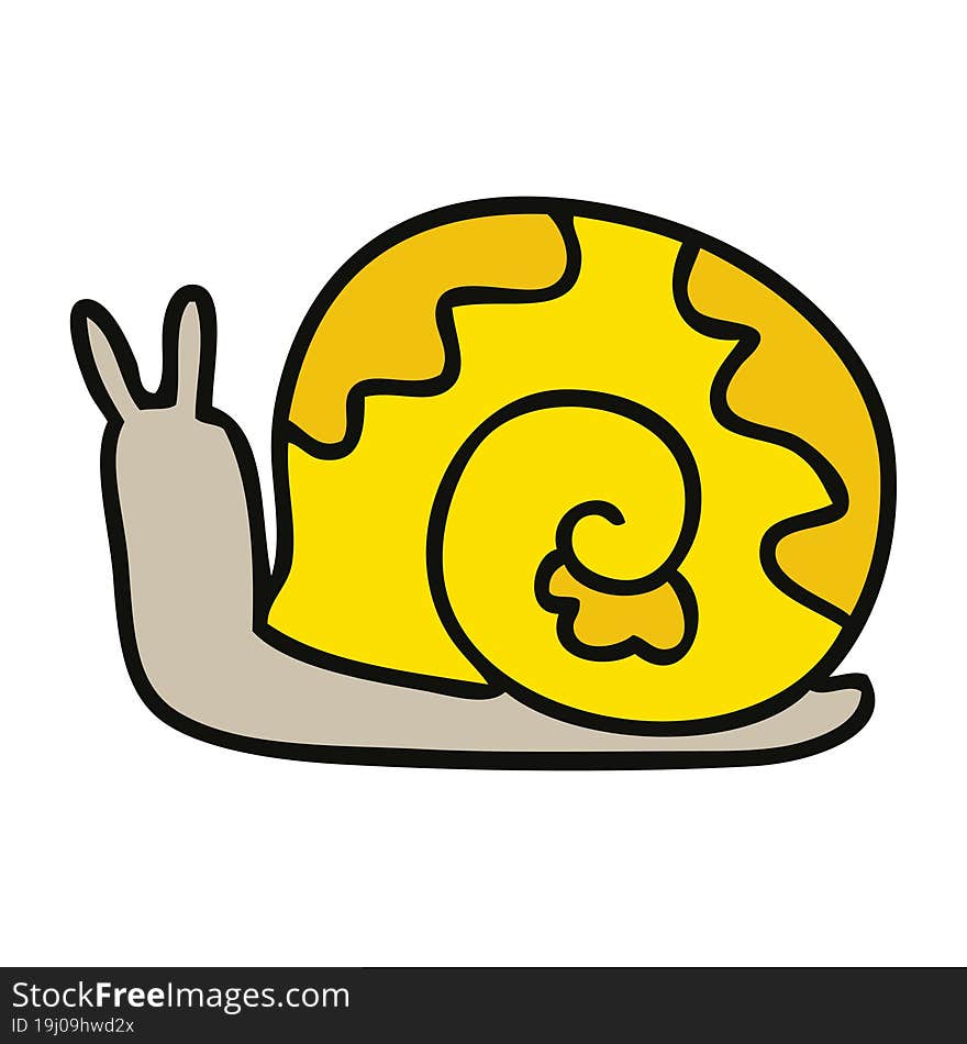 hand drawn quirky cartoon snail. hand drawn quirky cartoon snail