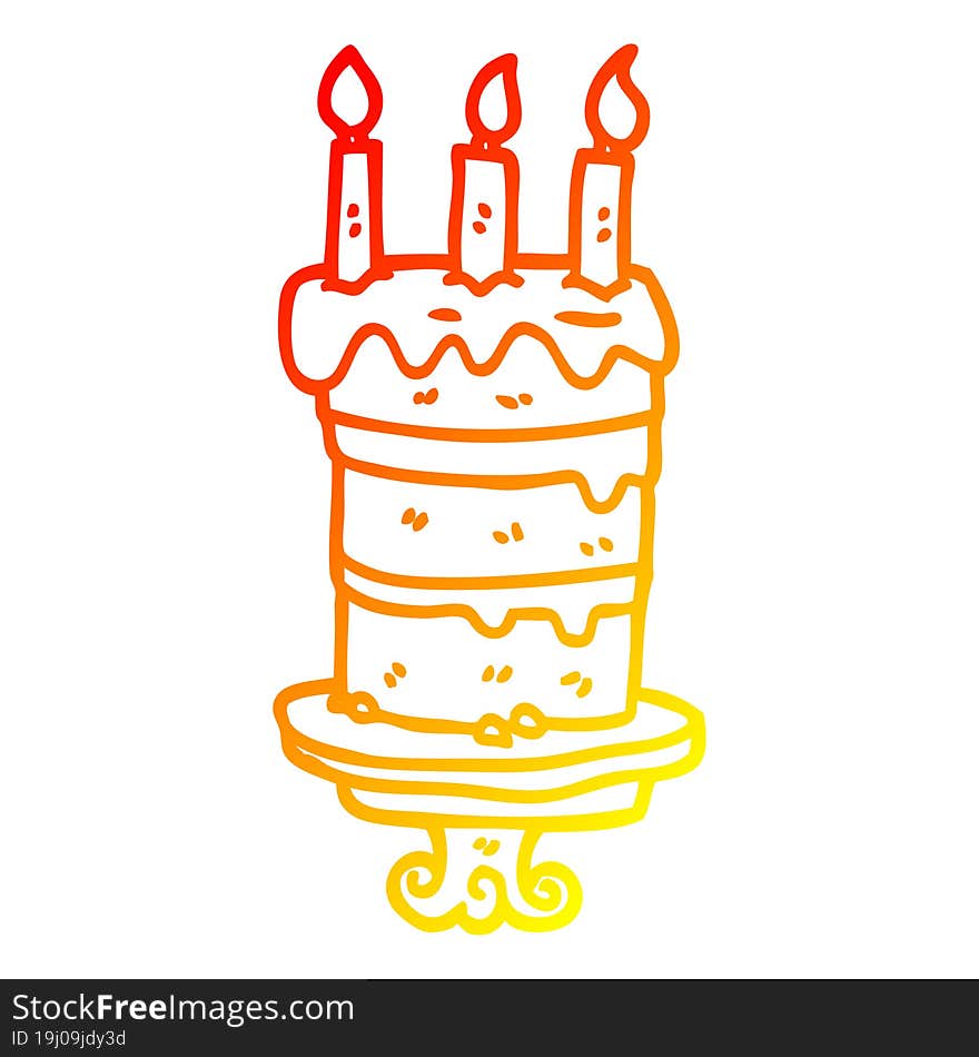 warm gradient line drawing cartoon chocolate cake