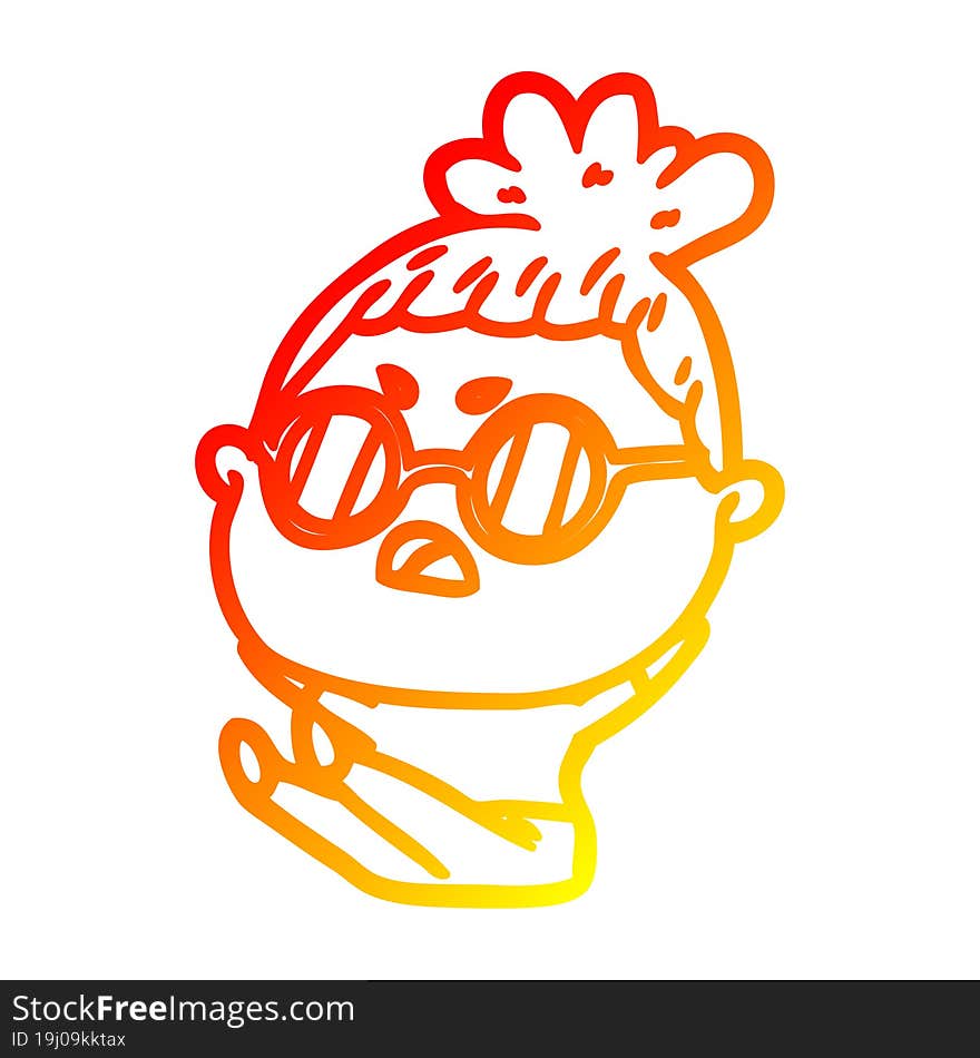 warm gradient line drawing cartoon annoyed woman