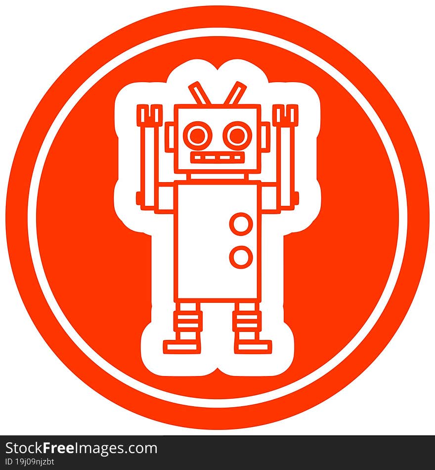 dancing robot circular icon symbol