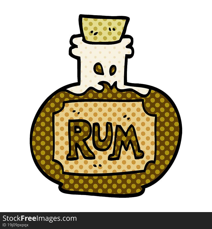 cartoon doodle old bottle of rum