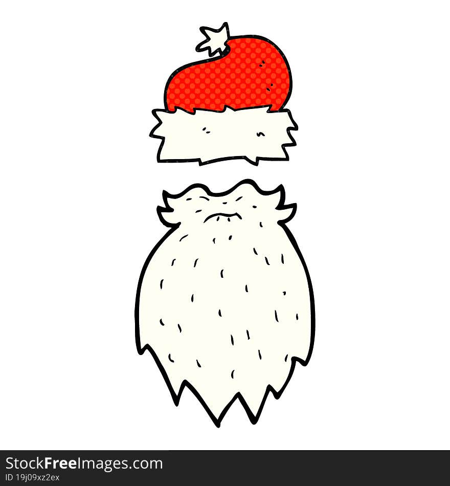 freehand drawn cartoon santa hat and beard