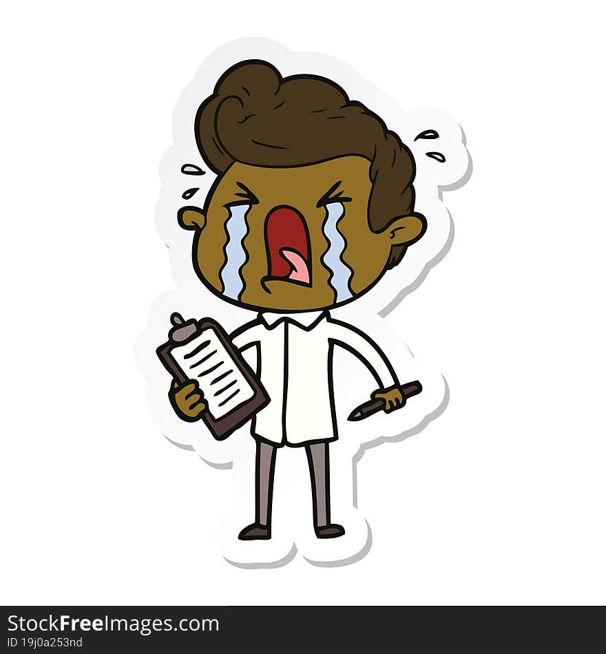 sticker of a cartoon crying man