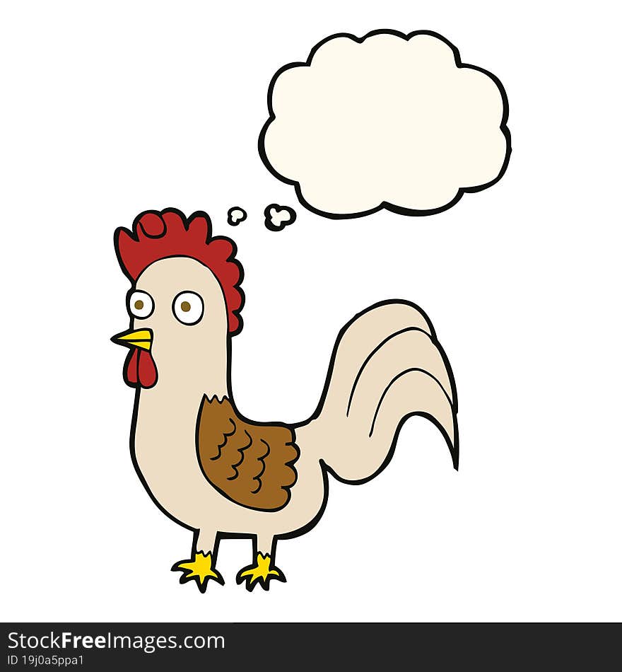 Cartoon Rooster With Thought Bubble