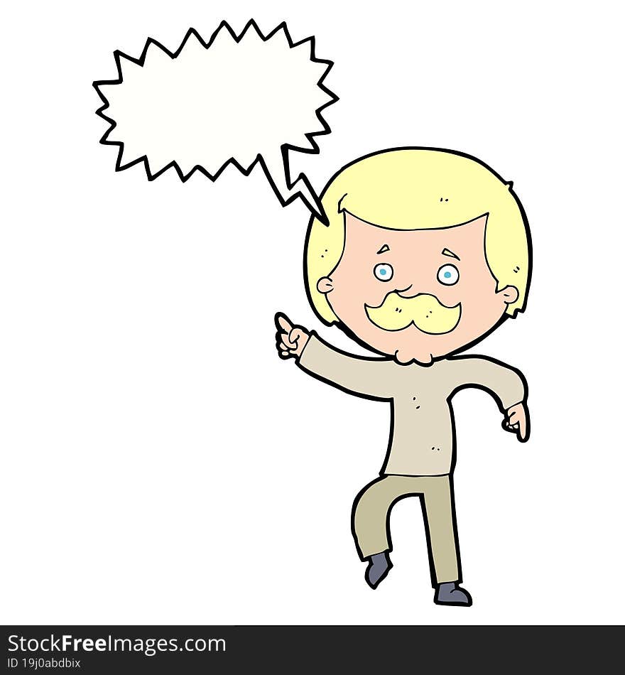 cartoon dancing dad with speech bubble