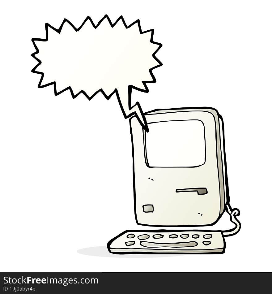 cartoon old computer with speech bubble