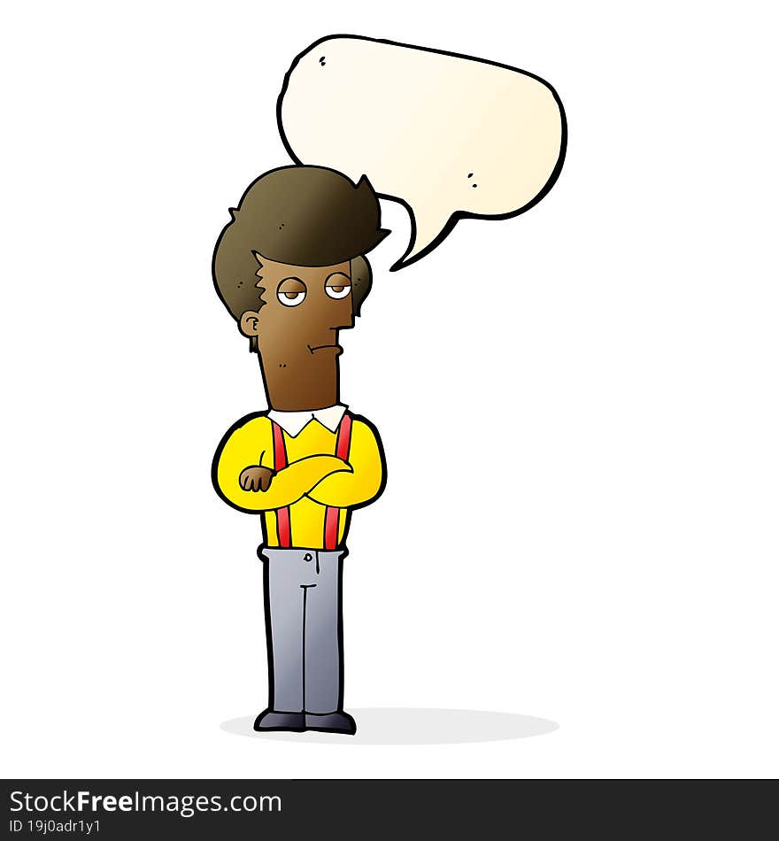 cartoon bored man with speech bubble