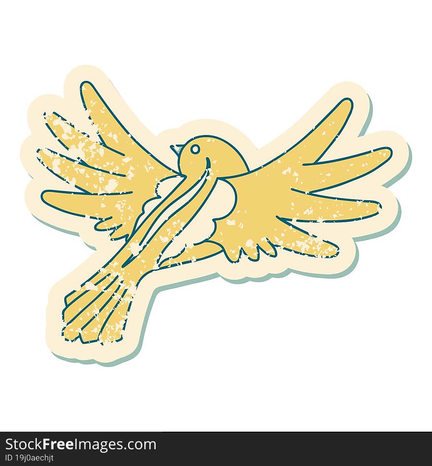 distressed sticker tattoo style icon of a flying bird