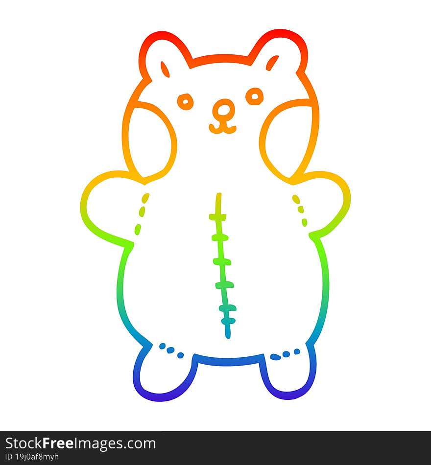 rainbow gradient line drawing cartoon teddy bear