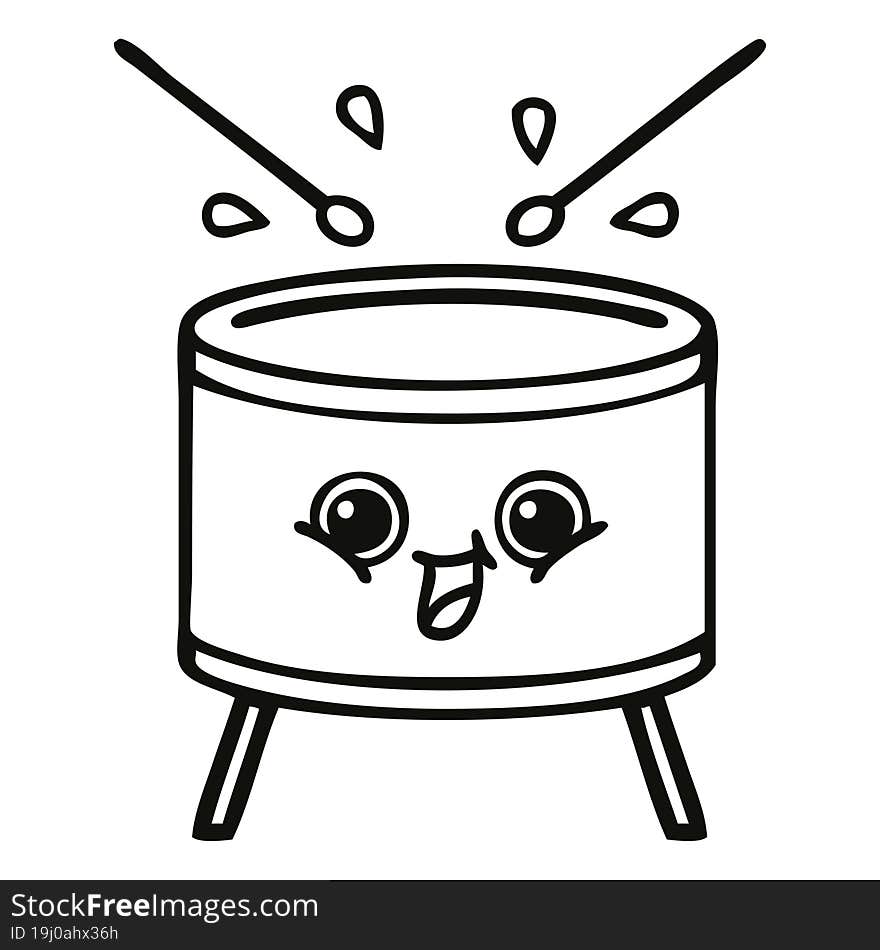 line drawing cartoon drum