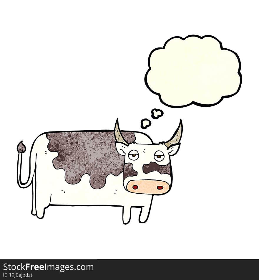 cartoon cow with thought bubble