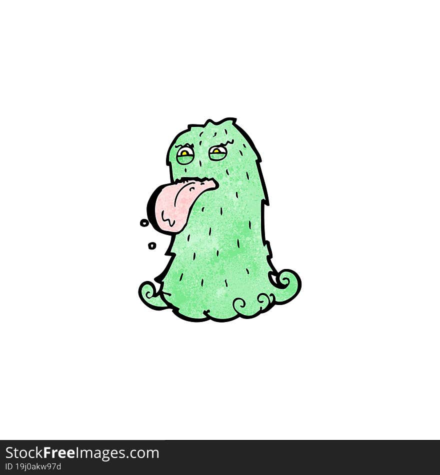 funny green hairy monster cartoon