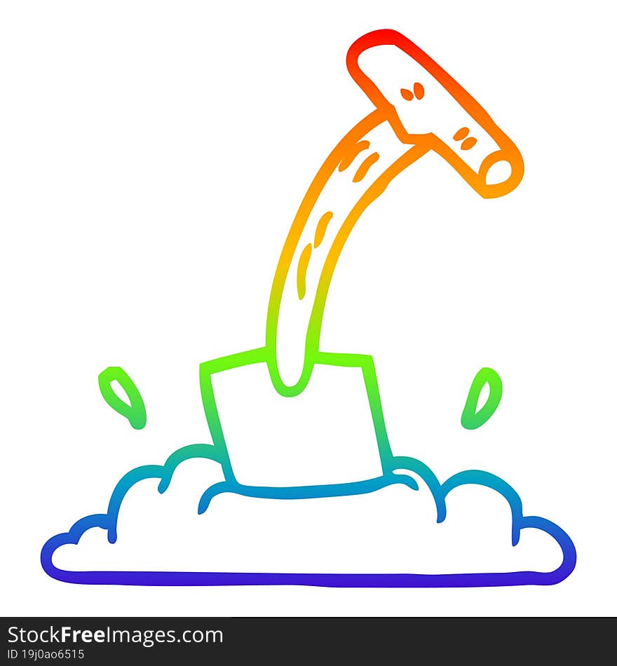 rainbow gradient line drawing cartoon spade